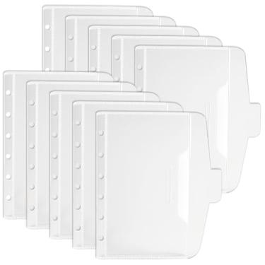 Imagem de 10 bolsos para fichário A7, 6 furos, envelopes de plástico roxos com bolsos duplos para orçamento de dinheiro, bolsa de dinheiro A7 sem zíper para orçamento, diário de orçamento (estilo B - roxo)