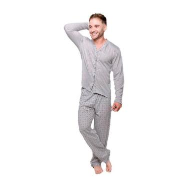 Imagem de Pijama Masculino Diones Calça Estampada Americano Inverno, Cinza, M
