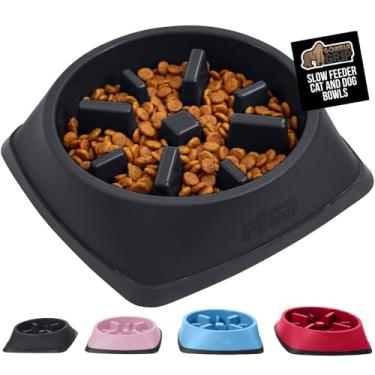 Imagem de GORILLA GRIP Tigelas para cães com alimentação lenta pendente de patente, brinquedo interativo para cães e gatos, mantém os animais de estimação ocupados e evita que os filhotes comam demais, todas as