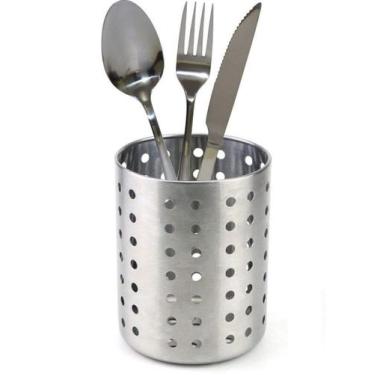 Imagem de Escorredor de Talher Redondo Vazado Aço Inox Porta Talheres - Clink