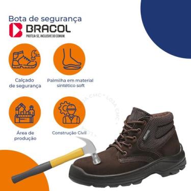 Imagem de Bota segurança ocupacional epi bracol modelo bae com  bico pvc 4045bae