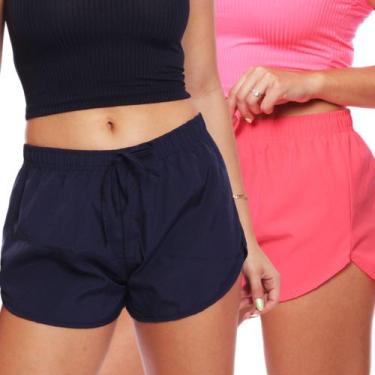 Imagem de Kit 2 Shorts Curto Feminino Tactel Praia Piscina Academia Corrida - Ad