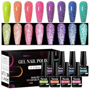 Imagem de MTSSII Conjunto de esmaltes de unhas de gel de diamante kit de esmalte de gel com caixa de presente (diamante-1, 8 peças)