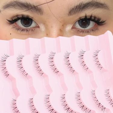Imagem de outopen 7 pares de cílios inferiores estilo mangá japonês cílios postiços tiras transparentes macias cílios postiços aparência natural cílios inferiores reutilizáveis (A08)