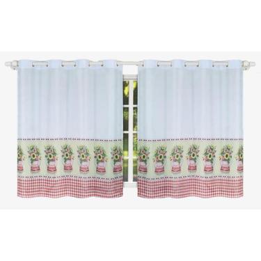 Imagem de Cortina Para Cozinha Tergal Estampada 3M X 1,20M - Branco 11 - Campari