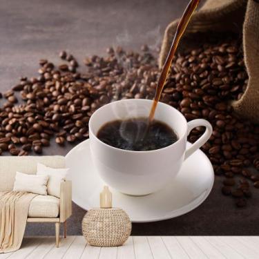 Imagem de Papel de Parede Café Cafeteria Xícara Grãos Sala Adesivo - 210pcm - Al