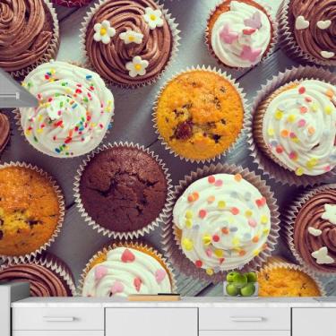 Imagem de Papel de Parede Doce Doceria Cupcake Bolo Sala Painel - 422pcp - Allod