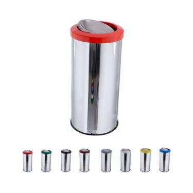 Imagem de Lixeira Redonda Flip Top Aro Plástico Miolo Inox 35L - CM Design, Lara