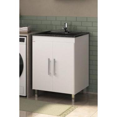 Imagem de Gabinete lavanderia MDF com Tanque Mármore Sintético 55 litros com apo