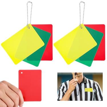 Imagem de Conjunto de 2 cartas de árbitro de futebol, kit profissional de cartas de penalidade vermelho, amarelo e verde, acessório de juiz, acessórios de árbitro de advertência para futebol, vôlei, rúgbi