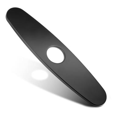 Imagem de Placa de torneira preta fosca, tampa para pia de cozinha, tampa de furo de pia de aço inoxidável, 25 cm, placa de deck de 1 ou 3 furos, pias de banheiro ou cozinha, tampas de furos de proteção