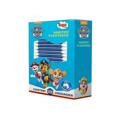 Imagem de 300Un Cotonete Bebê Patrulha Canina Topz Baby Flexívei Haste