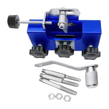 Imagem de Baoblaze Kit de afiador de motosserra manual com manivela, versátil, instalação rápida, profissional para homens e maridos com 3 rebarbas, Azul