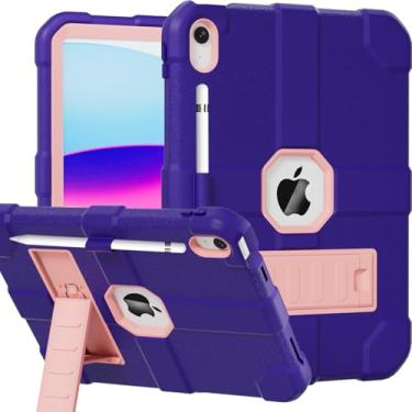 Imagem de Stweap Capa para iPad (A16) 11ª geração 11 polegadas 2025 / iPad 10ª geração 10,9 polegadas 2022, capa protetora resistente resistente [suporte de lápis embutido] para iPad 11/10 Gen (roxo escuro)