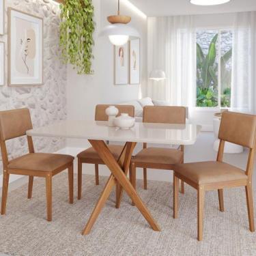 Imagem de Conjunto Sala de Jantar Cacau com Vidro e 4 Cadeiras Sabiá - Cimol