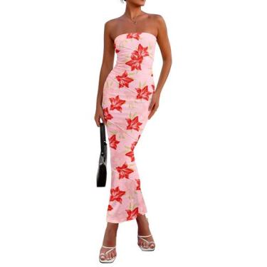 Imagem de Vestido longo feminino PRETTYGARDEN, floral de verão 2025, bodycon