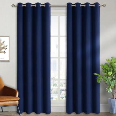 Imagem de Cortinas Blackout BGment Grommet com isolamento térmico em azul marinh