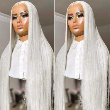 Imagem de Perucas GIANNAY Platinum Blonde Lace Front 66cm para mulheres