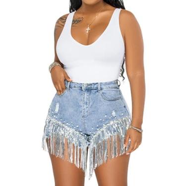 Imagem de Shorts jeans CYLADY, jeans de cintura alta e rasgados para mulheres