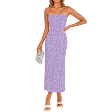 Imagem de Vestido ZESICA 2025 Summer Boho Floral Bodycon Roxo Médio