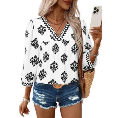 Imagem de Blusa SHEWIN Fashion Summer para mulheres em chiffon branco