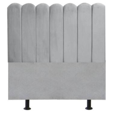Imagem de Cabeceira Nuvem Cama Solteiro 90 Cm Alanis Suede Cinza Claro - Black H