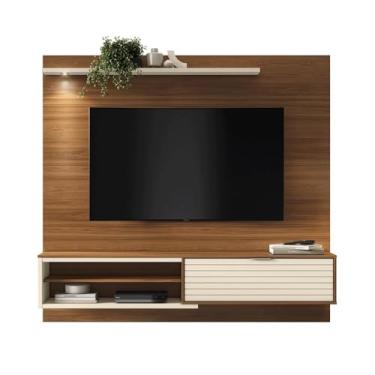 Imagem de Home Painel Suspenso Trenton 1.8 com Led para Tv até 70” Cinamomo/perola Metalizado