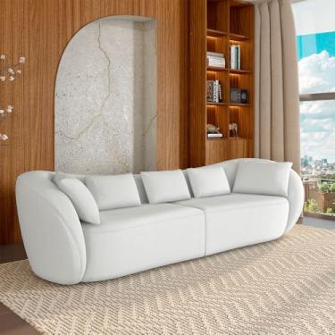 Imagem de Sofá Bipartido Sala de Estar Diamond 212cm com Almofadas Soltas Bouclê Branco G52 - Gran Belo