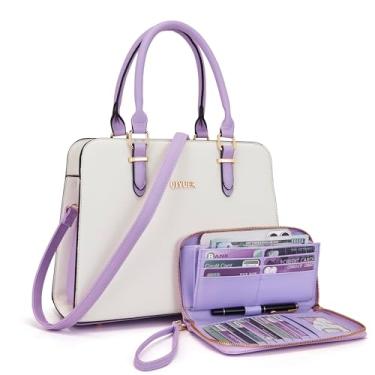 Imagem de Qiyuer Bolsas femininas para bolsas modernas e conjunto de carteira, 2 peças, 2 peças/lavanda branca