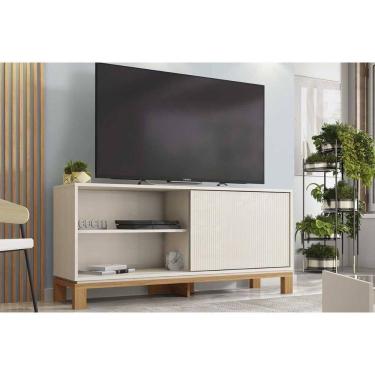 Imagem de Rack Bancada P/ Tv Até 45 Pol Mondrian 1.36 C/ 1 Porta E 2 Nichos 136cm Off White Mr/freijo - Caemmun