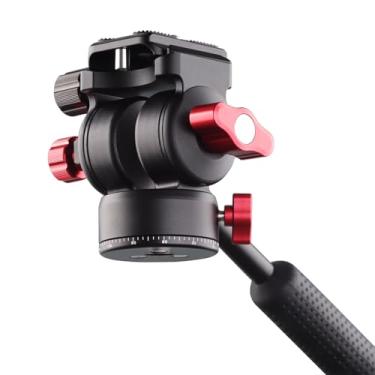 Imagem de MINICOR Cabeça de fluido de tripé com adaptador de 1/10.2 cm e 3/20.3 cm, placa de liberação rápida, cabeça de vídeo de plataforma de rotação dupla de liga de alumínio, carga máxima de 5 kg, cabeça