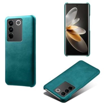 Imagem de Capa para vivo S16,Proteção contra quedas,Casca de volta de cor sólida simples,Design de couro de imitação de plástico-Green