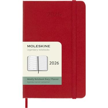 Imagem de Moleskine Classic 12 Month 2026 Weekly Planner, Hard Cover, Pocket (3.5" x 5.5"), Scarlet Red, 144 pages