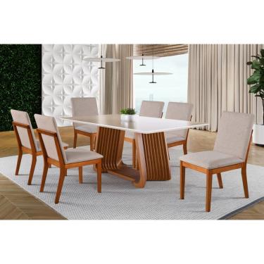 Imagem de Sala de Jantar com Vidro Madeira Maciça 6 Cadeiras 2,0x1,0m - Turmalina - Harmonia Salas