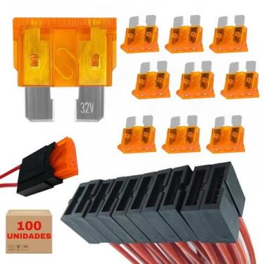 Imagem de Kit 100 Porta Fusível Lâmina Fio 4mm + 100 Fusivel 05 Amper - PERMAK