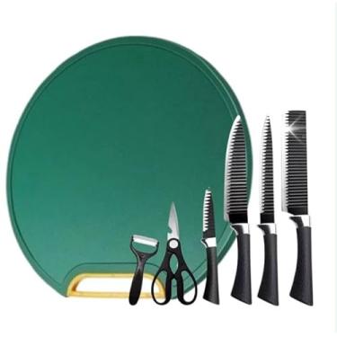 Imagem de Kit Tábua Premuim Com Kit 6 Pecas De Facas De Corte Antibacteriana À Prova De Mofo 30cm Com Suporte Em Pé Para Cozinha