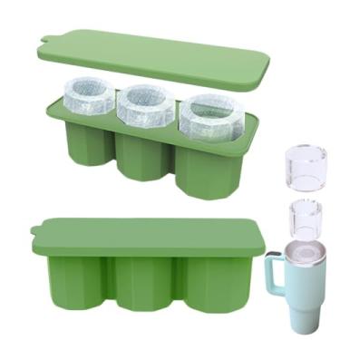 Imagem de Molde de picolé para copo de 590 a 850 g, mini bandeja de gelo para copo de gelo, bandeja de silicone para cubos de gelo com tampa para copos, para freezer, bebidas geladas, coquetéis e uísque (verde