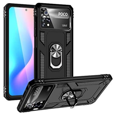 Imagem de SORAKA Capa para Xiaomi Poco X4 Pro 5G com suporte para anel Capa Slim Fit de TPU macio Capa Xiaomi Poco X4 Pro 5G com placa de metal para suporte magnético de telefone para carro