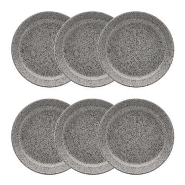 Imagem de Kit Jogo 6 Pratos Fundos Oxford 20,5 cm Flat Gray em Cerâmica Decorada