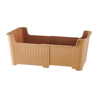 Imagem de Ｂｅｓｇａ Caixa de armazenamento de livros telescópica decorativa multifuncional com rodas organizadora de armazenamento com rodinhas para organização de sala, Marrom