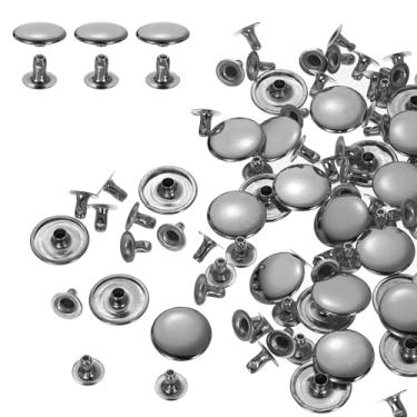 Imagem de HARFINGTON 100 conjuntos de rebites de tampa única de 15 mm de aço carbono cabeça redonda presilhas parafusos de metal tubular para decoração de artesanato de couro, bronze