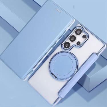 Imagem de Capa de couro tipo carteira com suporte giratório e magnético para Samsung Galaxy S22 S23 S24 S25 Ultra Plus (para Galaxy S22/Azul)