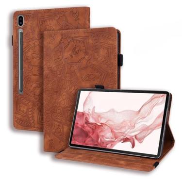 Imagem de YBFJCE Capa para Samsung Galaxy Tab S11 Ultra 37.1 cm 2025, capa protetora fina com suporte para lápis, capa fólio de couro PU para Samsung Galaxy Tab S11 Ultra (SM-X930 / SM-X936B), marrom