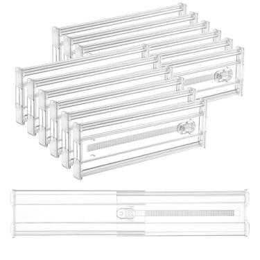 Imagem de Vtopmart Pacote com 12 divisórias de gaveta para roupas, 10 cm de altura 32,5 a 56,5 cm, organizador de gaveta expansível ajustável, separadores de plástico transparente para cômoda, roupas de bebê