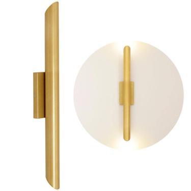 Imagem de Arandela Parede Tubo Cilindro 2 Fachos Alumínio Dourado 50Cm