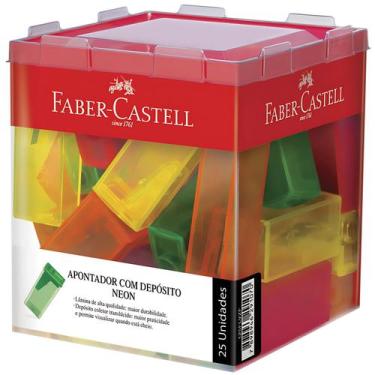Imagem de Apontador Com Deposito De Lapis Escolar FABER CASTELL Neon - Faber-Cas