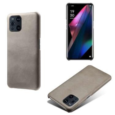 Imagem de Capa para OPPO Find X3 Pro,Proteção contra quedas,Casca de volta de cor sólida simples,Design de couro de imitação de plástico-Gray
