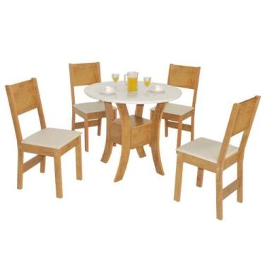 Imagem de Conjunto Mesa Redonda Maya com 4 Cadeiras - São Carlos - Moveis Sao Ca