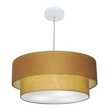 Imagem de Lustre Pendente Duplo Cilíndrico Vivare Md-4353 Cúpula Em Tecido 60x50cm - Bivolt Palha 127/220v