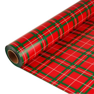 Imagem de CMFYHM Rolo de papel celofane de Natal (86,4 cm x 100 pés) Filme longo de 3 mm de espessura para cestas, caixa, vinho, decoração de Natal (vermelho, verde, branco)
